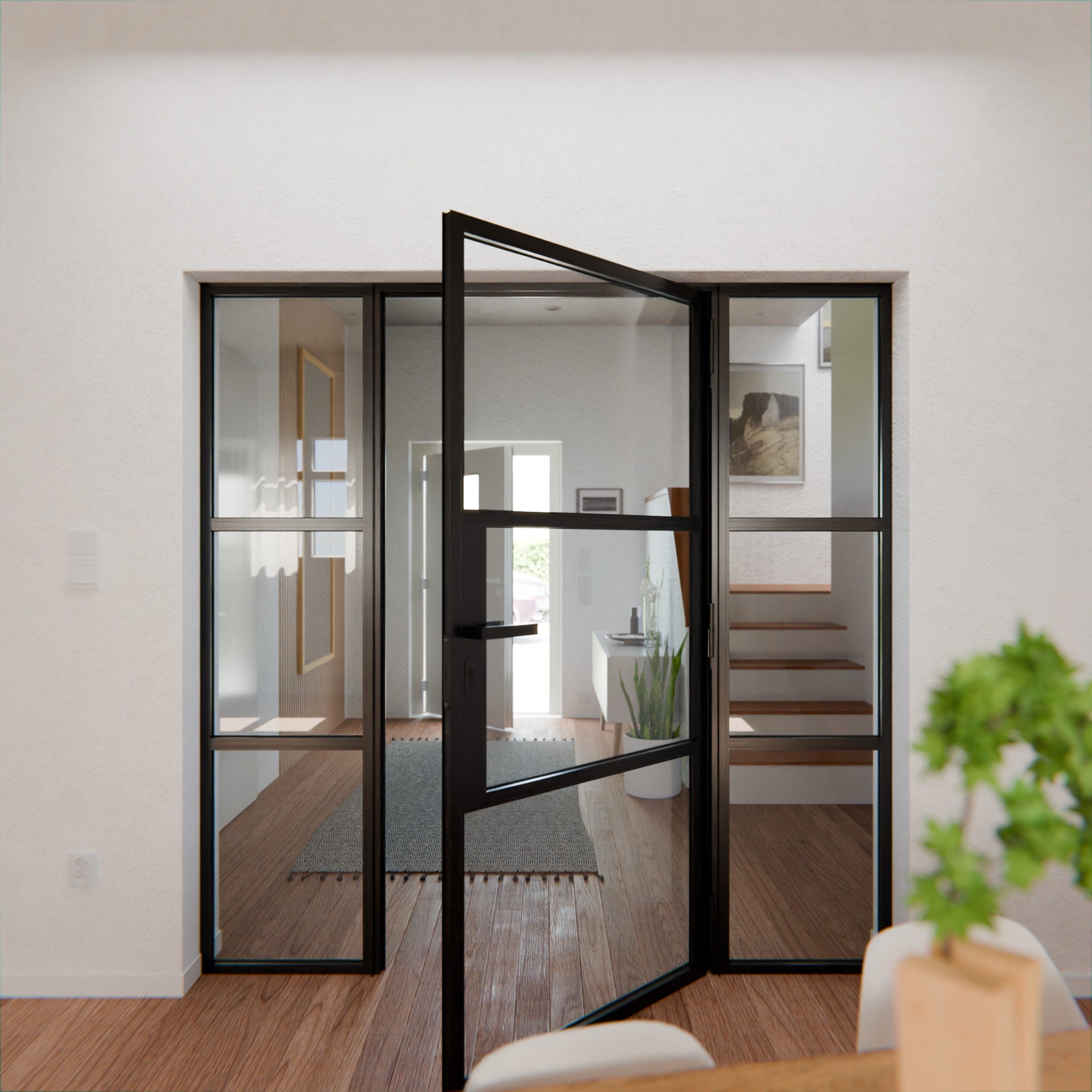 Lofttür LOFT3, Klarglas, Schwarz