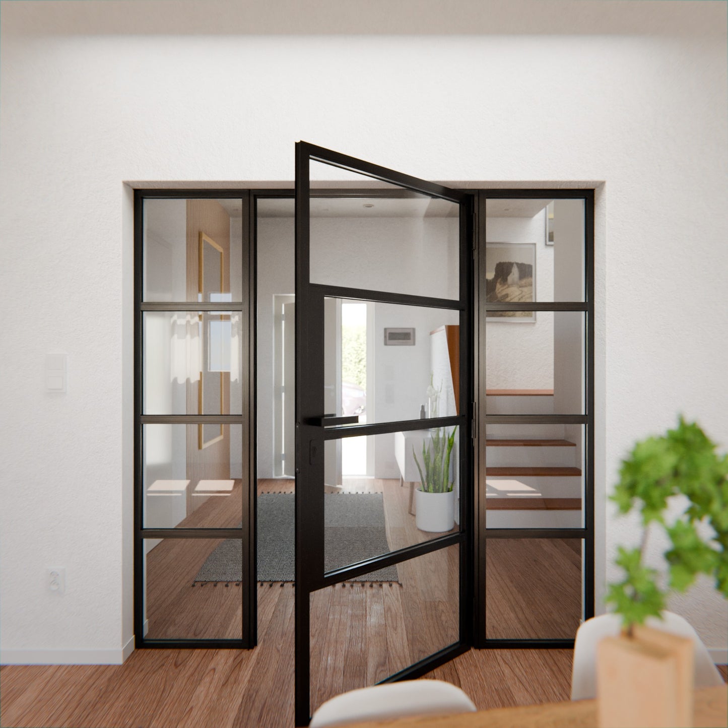 Lofttür LOFT5, Klarglas, Schwarz