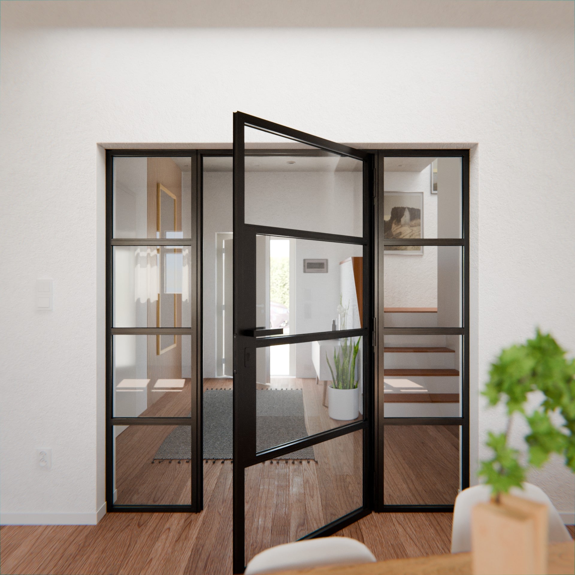 Lofttür LOFT5, Klarglas, Schwarz