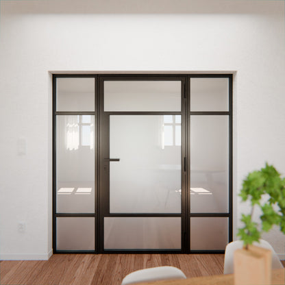 Lofttür LOFT7, Milchglas, Schwarz