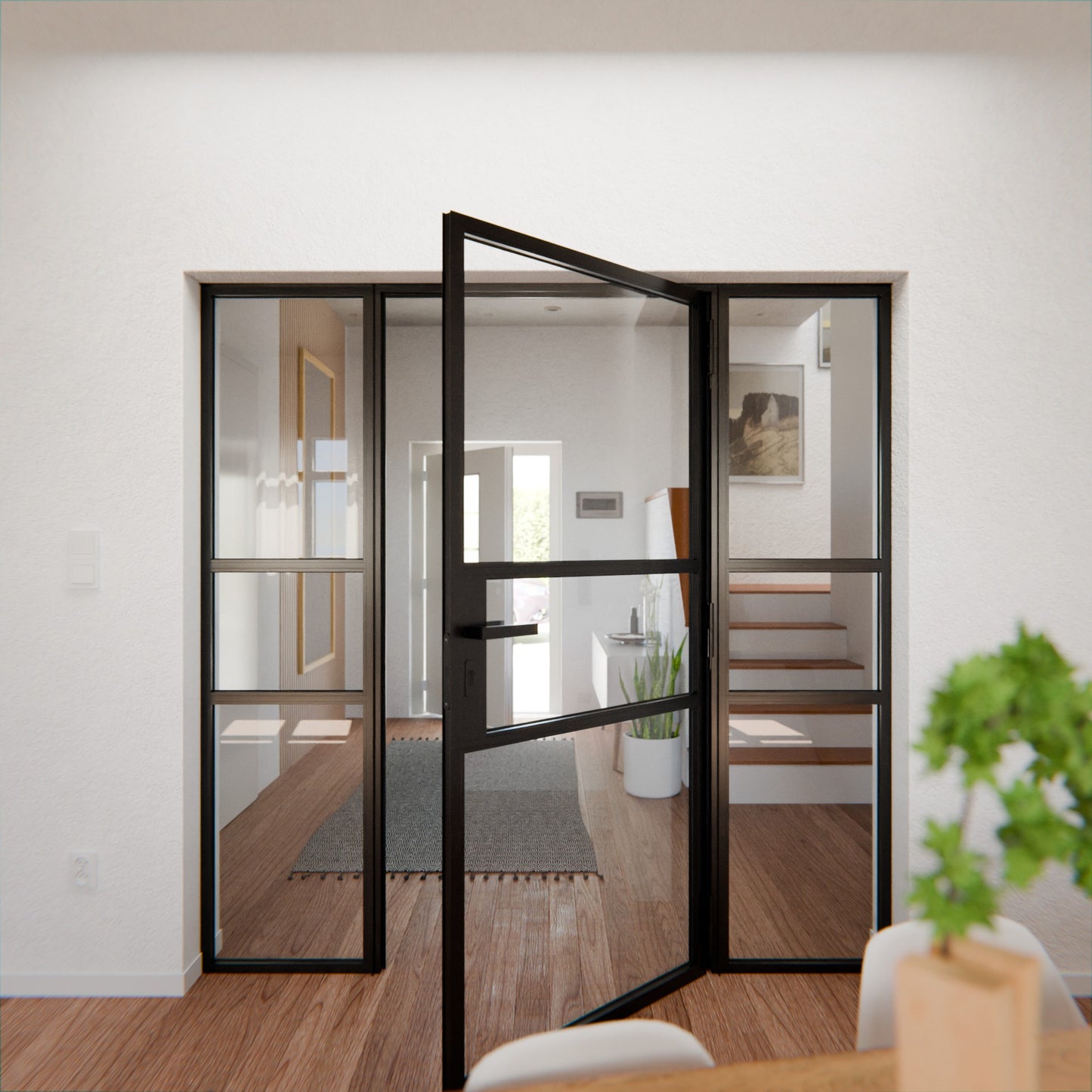 Lofttür LOFT9, Klarglas, Schwarz