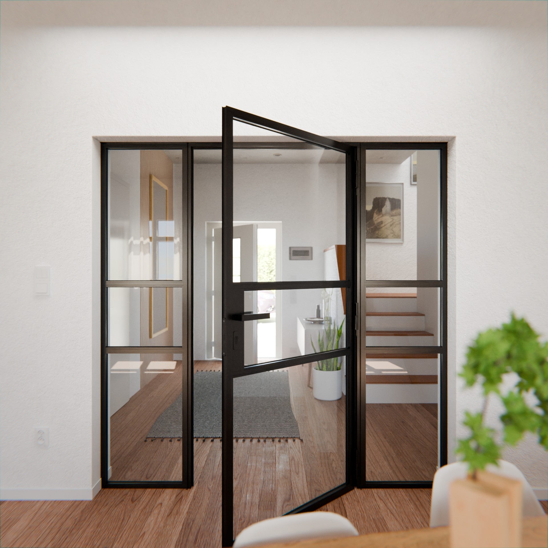 Lofttür LOFT9, Klarglas, Schwarz