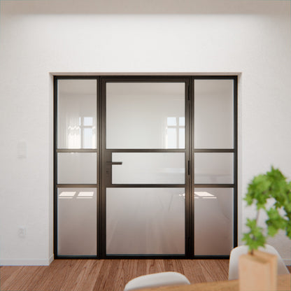 Lofttür LOFT9, Milchglas, Schwarz