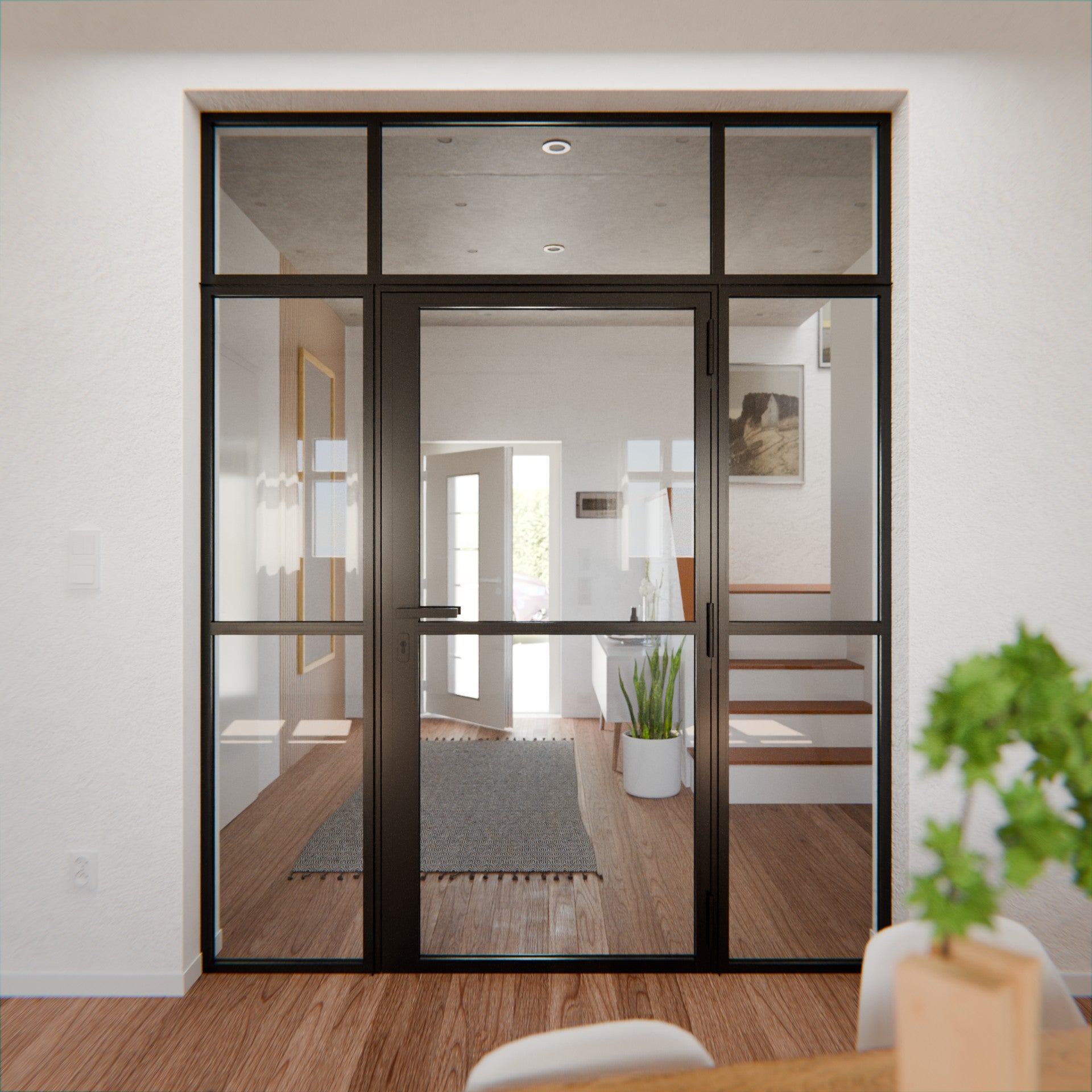 Lofttür LOFT1, Glas, Schwarz