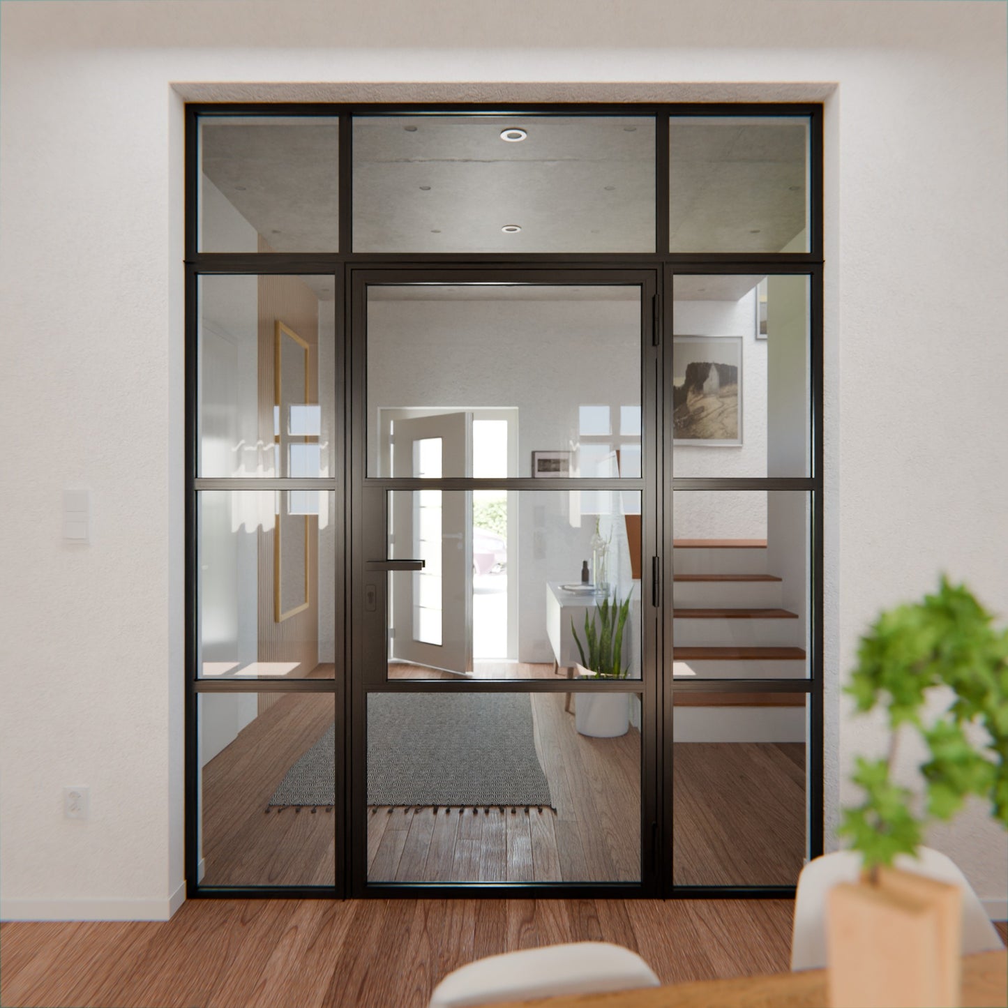 Lofttür LOFT3, Glas, Schwarz