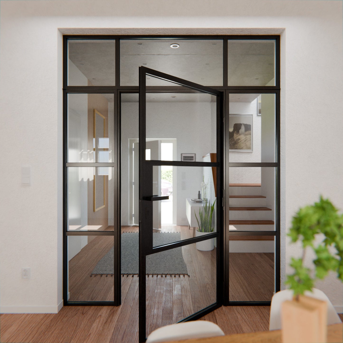 Lofttür LOFT3, Klarglas, Schwarz