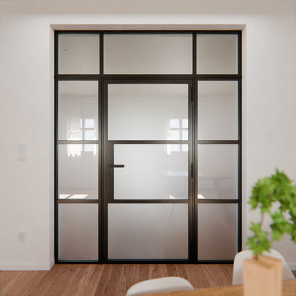 Lofttür LOFT3, Milchglas, Schwarz