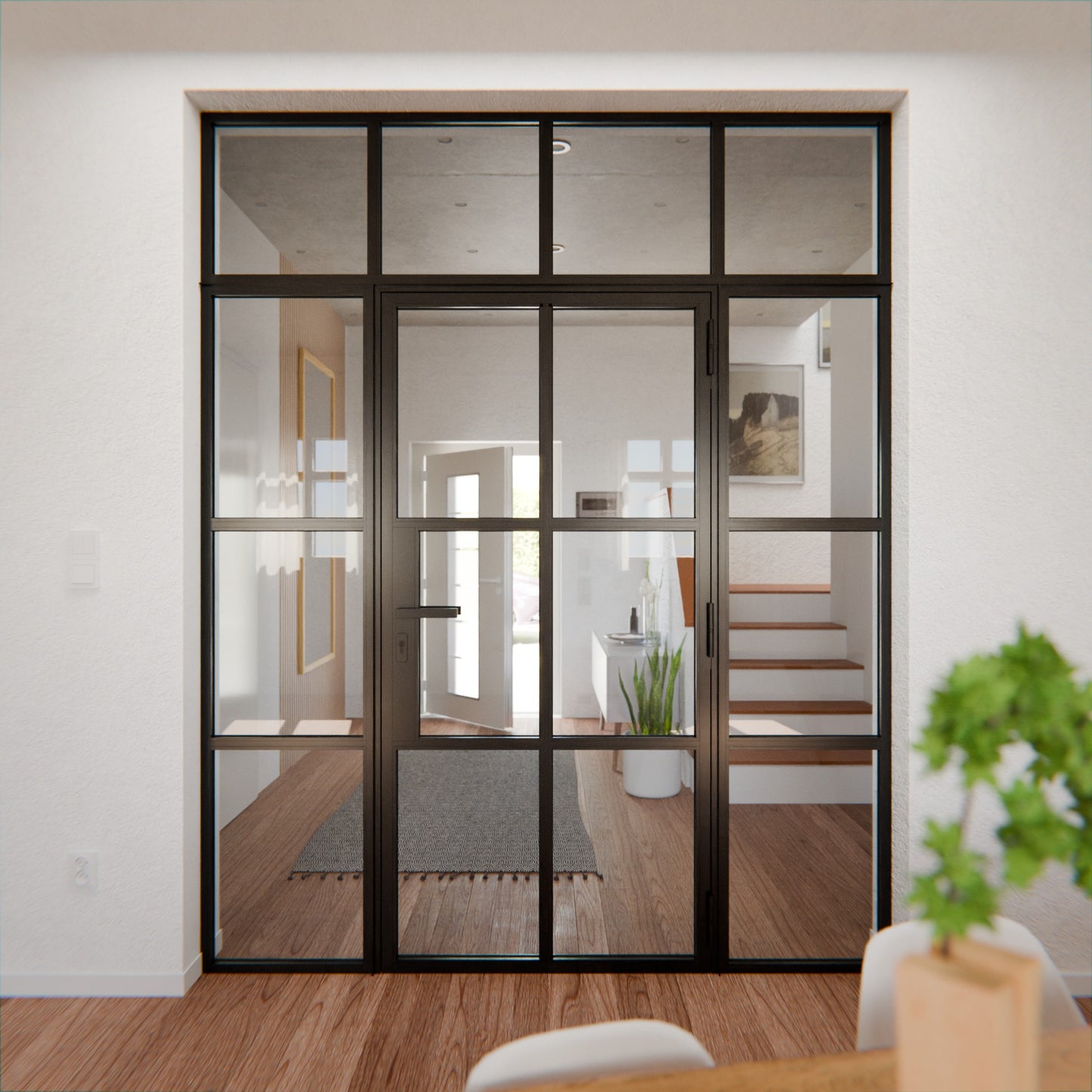 Lofttür LOFT4, Glas, Schwarz