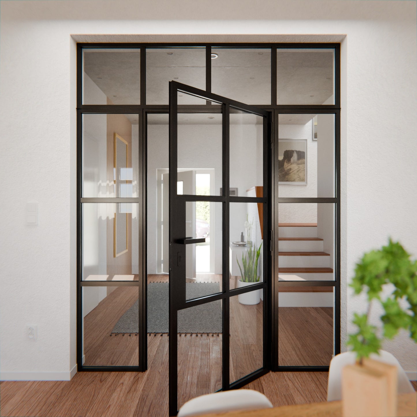 Lofttür LOFT4, Klarglas, Schwarz