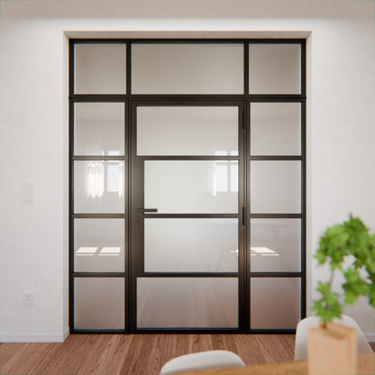 Lofttür LOFT5, Milchglas, Schwarz