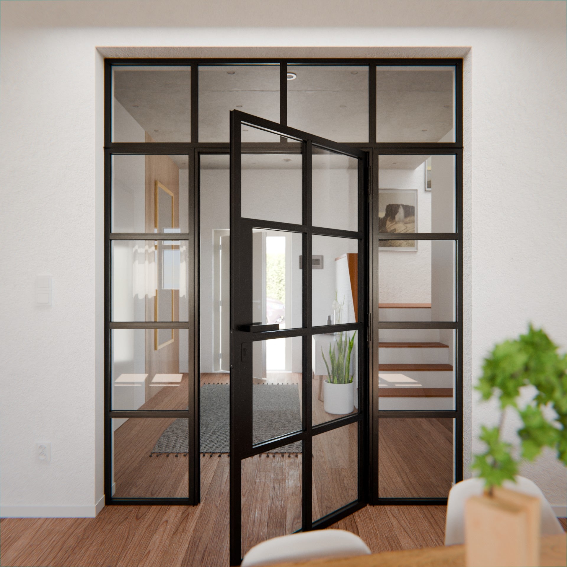 Lofttür LOFT6, Klarglas, Schwarz