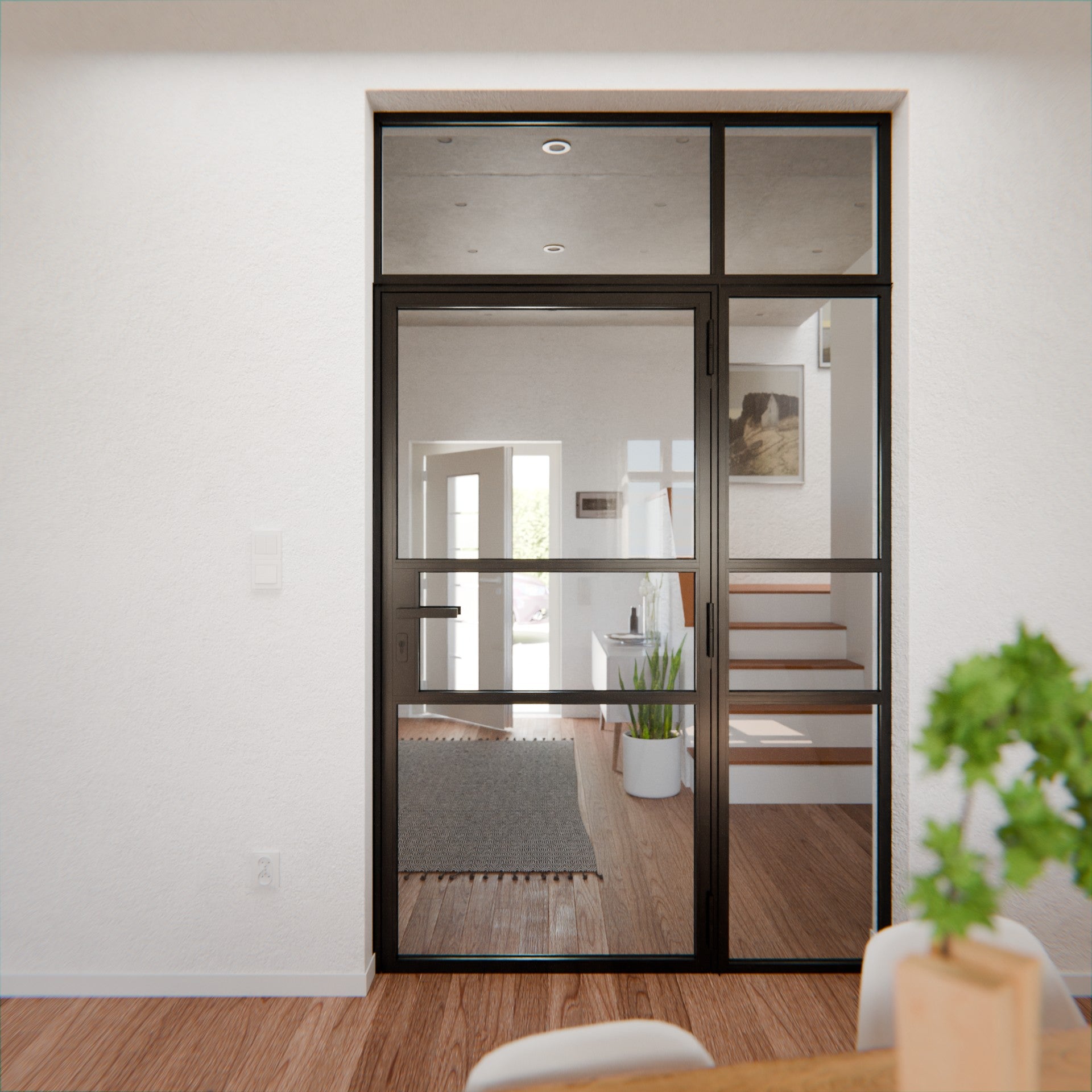 Lofttür LOFT9, Glas, Schwarz