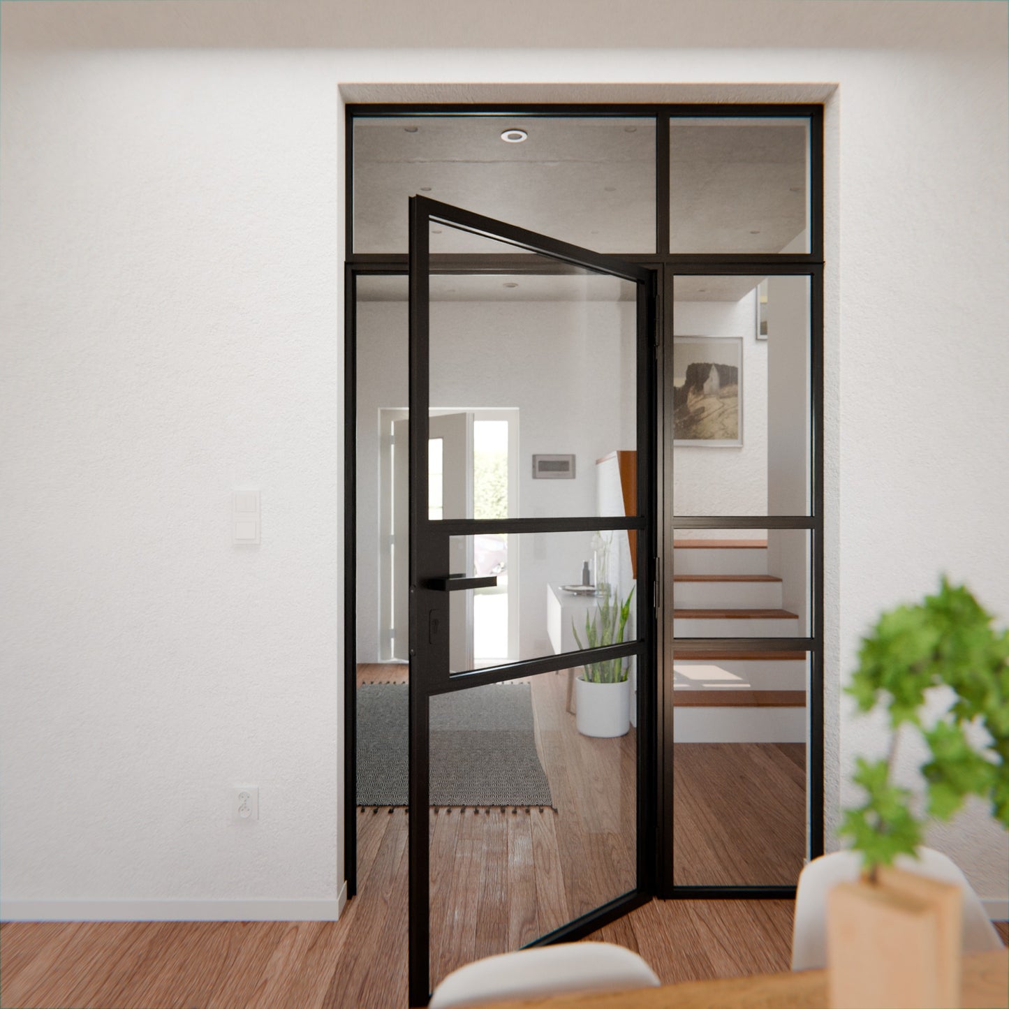 Lofttür LOFT9, Klarglas, Schwarz