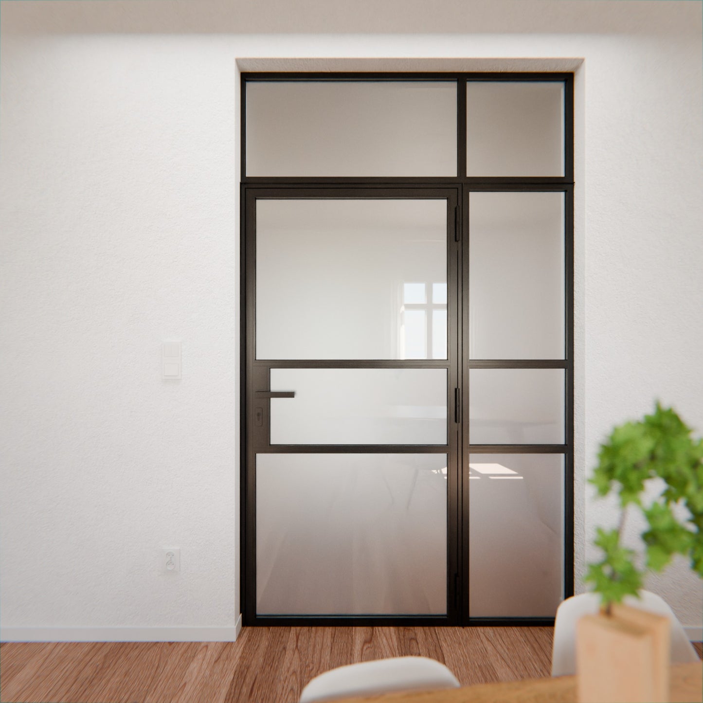 Lofttür LOFT9, Milchglas, Schwarz