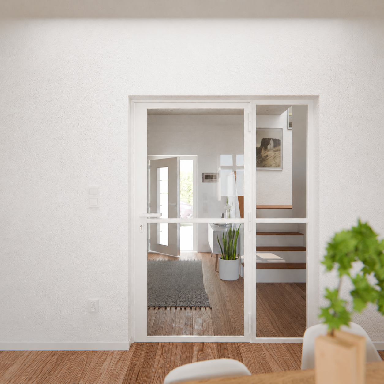 Lofttür LOFT1, Glas, Weiß