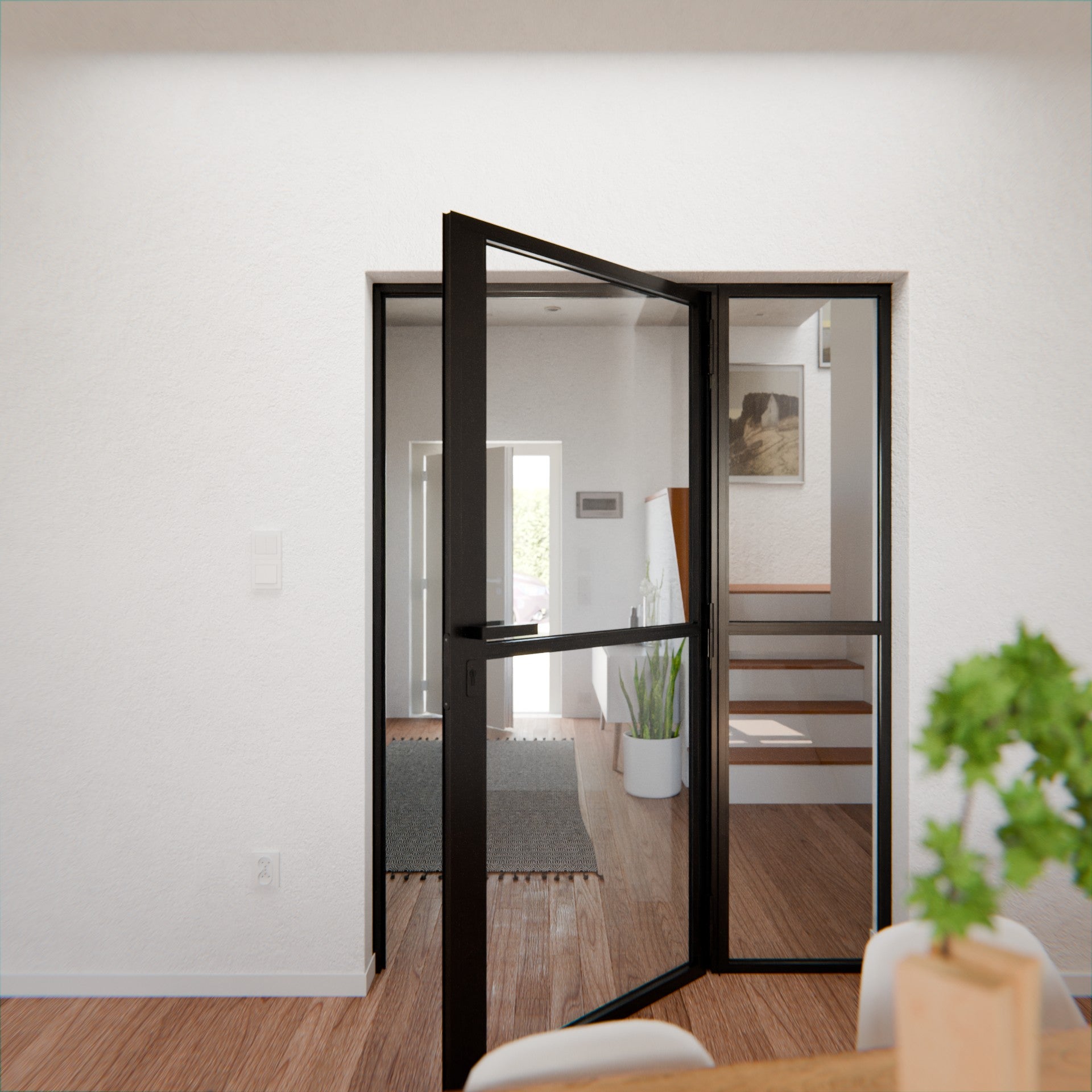 Lofttür LOFT1, Klarglas, Schwarz