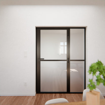 Lofttür LOFT1, Milchglas, Schwarz