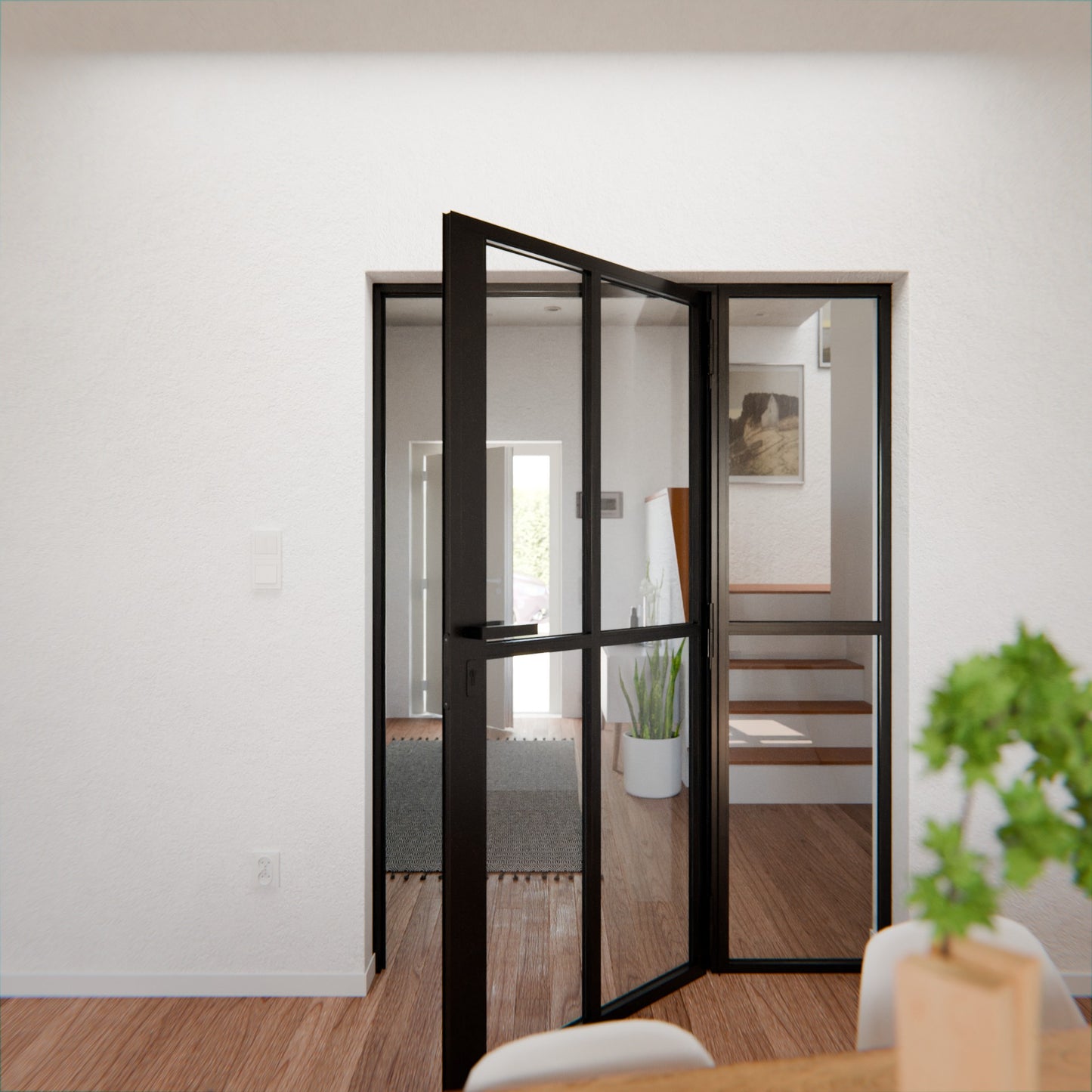 Lofttür LOFT2, Klarglas, Schwarz