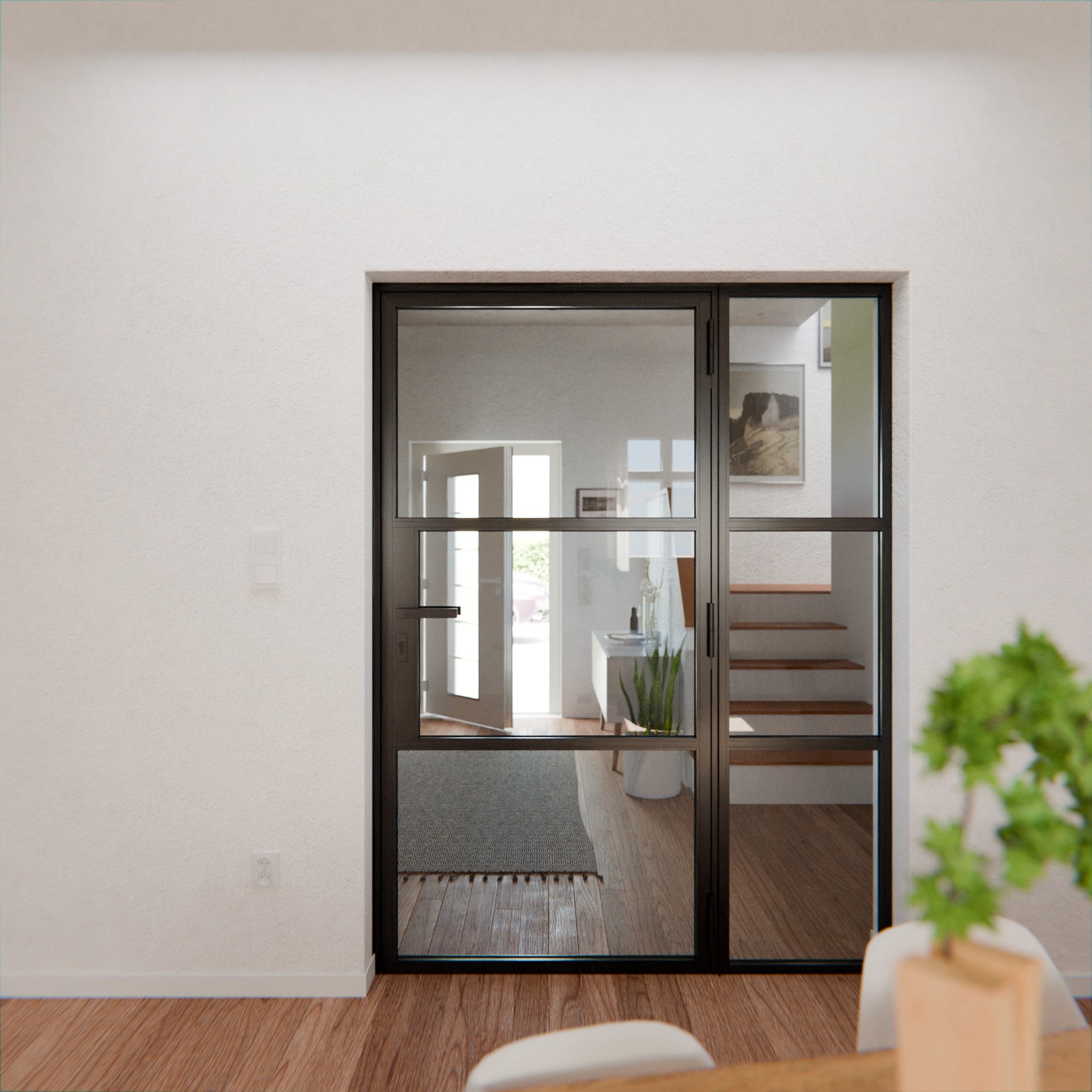Lofttür LOFT3, Glas, Schwarz