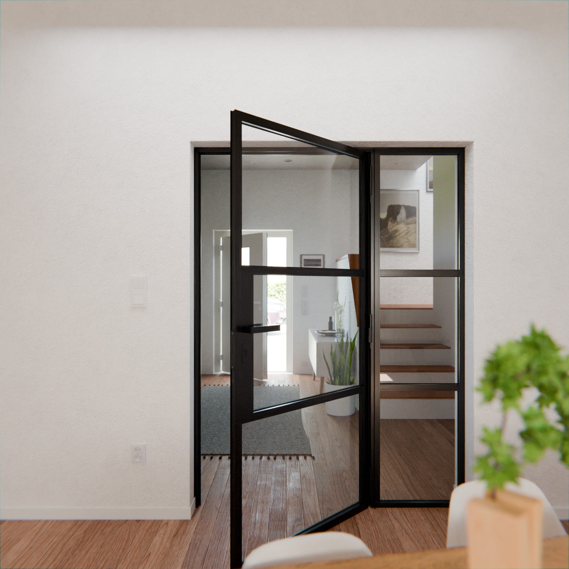 Lofttür LOFT3, Klarglas, Schwarz