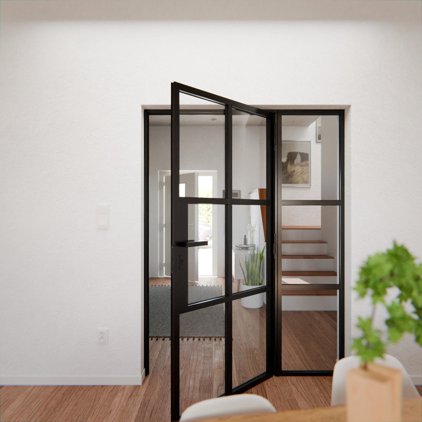 Lofttür LOFT4, Klarglas, Schwarz