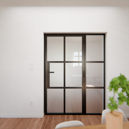 Lofttür LOFT4, Milchglas, Schwarz