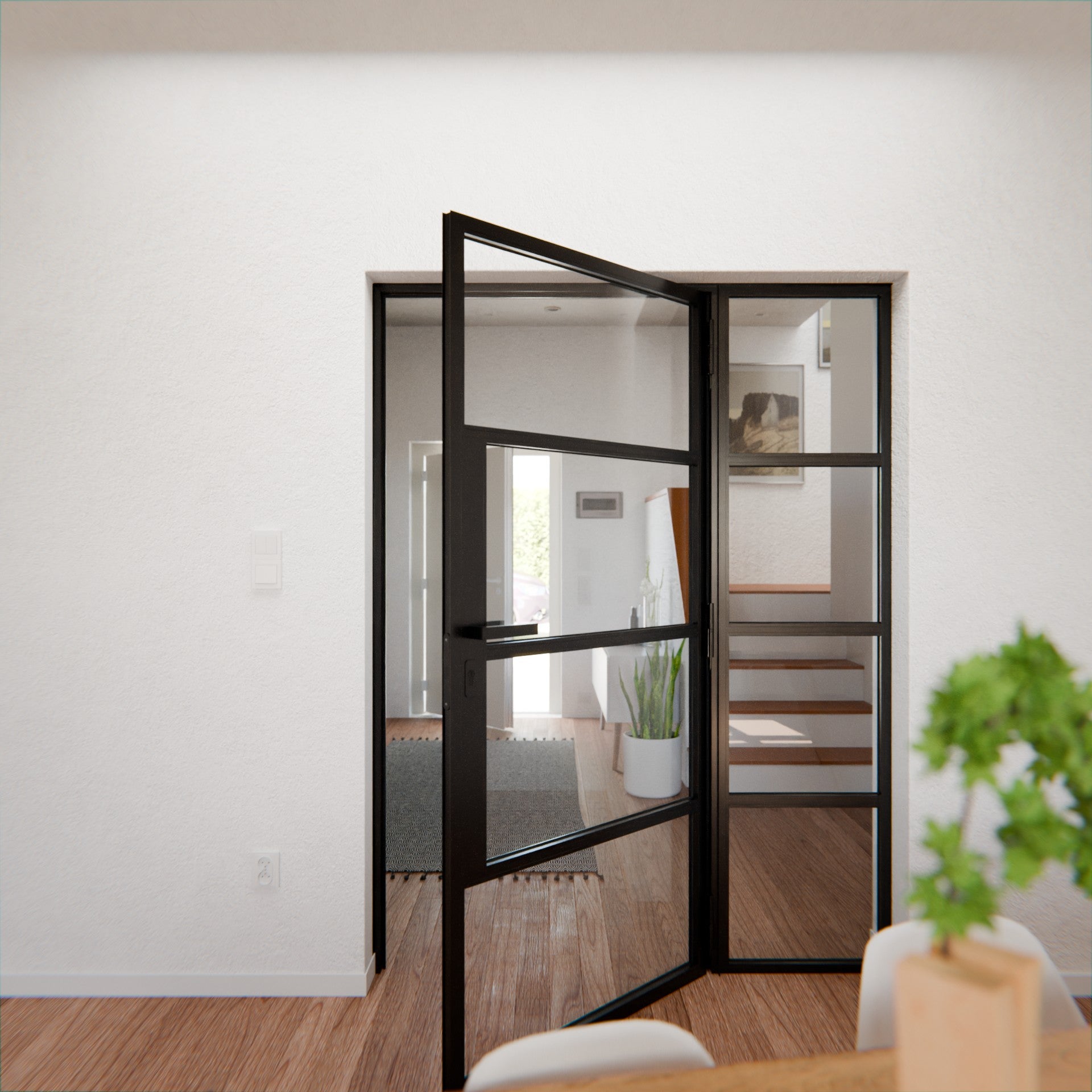 Lofttür LOFT5, Klarglas, Schwarz