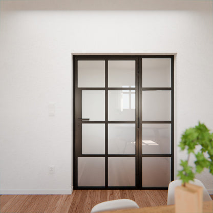 Lofttür LOFT6, Milchglas, Schwarz