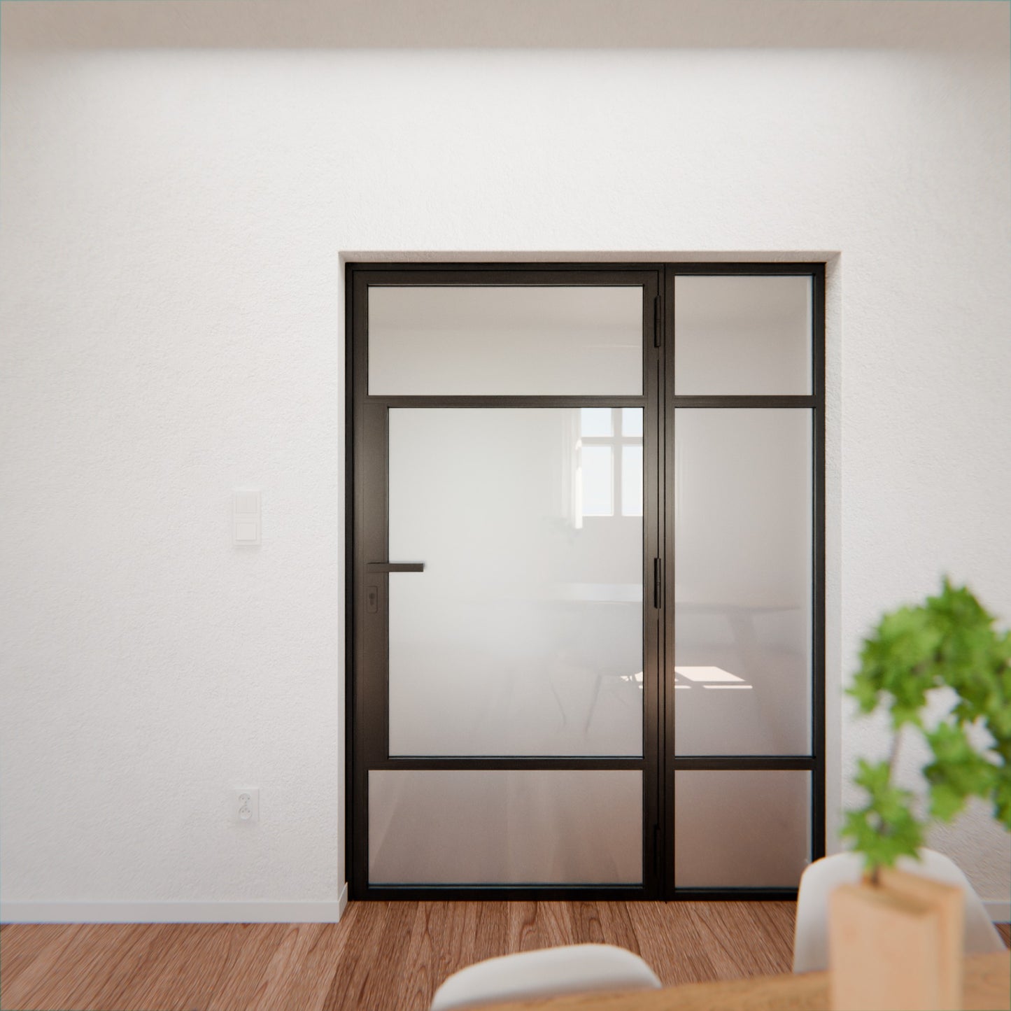Lofttür LOFT7, Milchglas, Schwarz