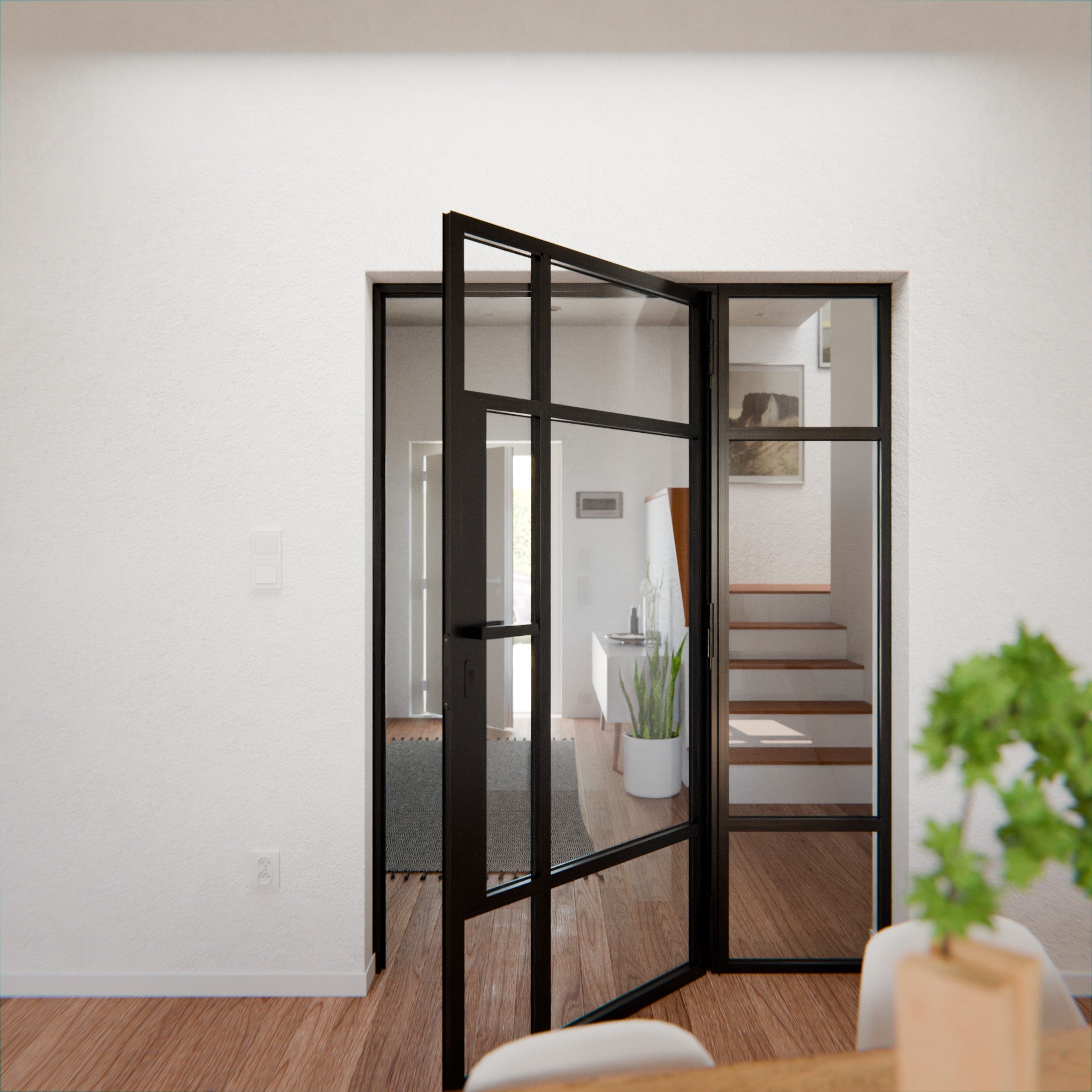 Lofttür LOFT8, Klarglas, Schwarz