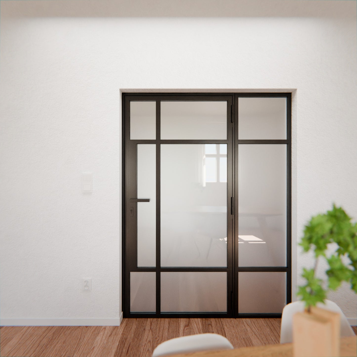 Lofttür LOFT8, Milchglas, Schwarz