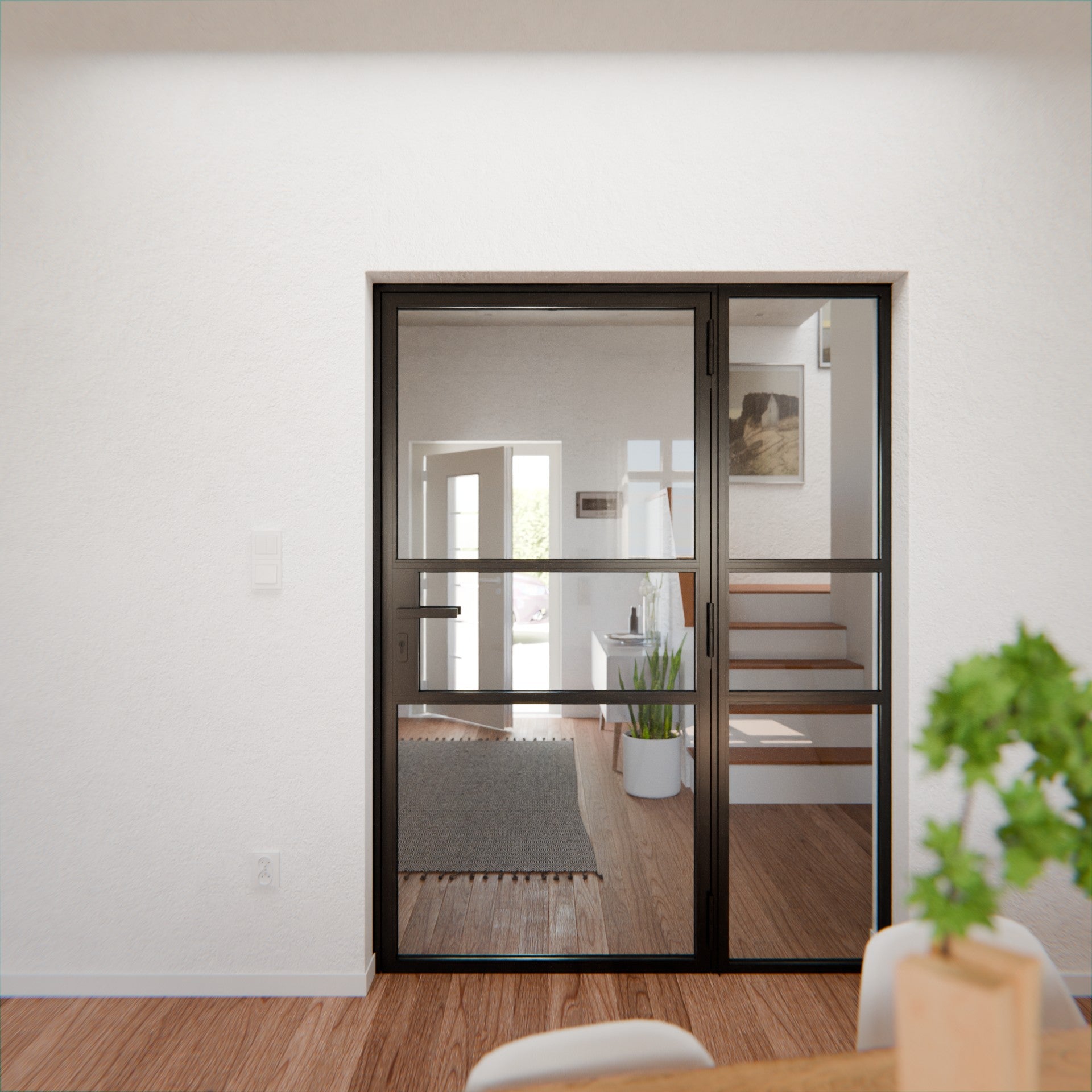 Lofttür LOFT9, Glas, Schwarz