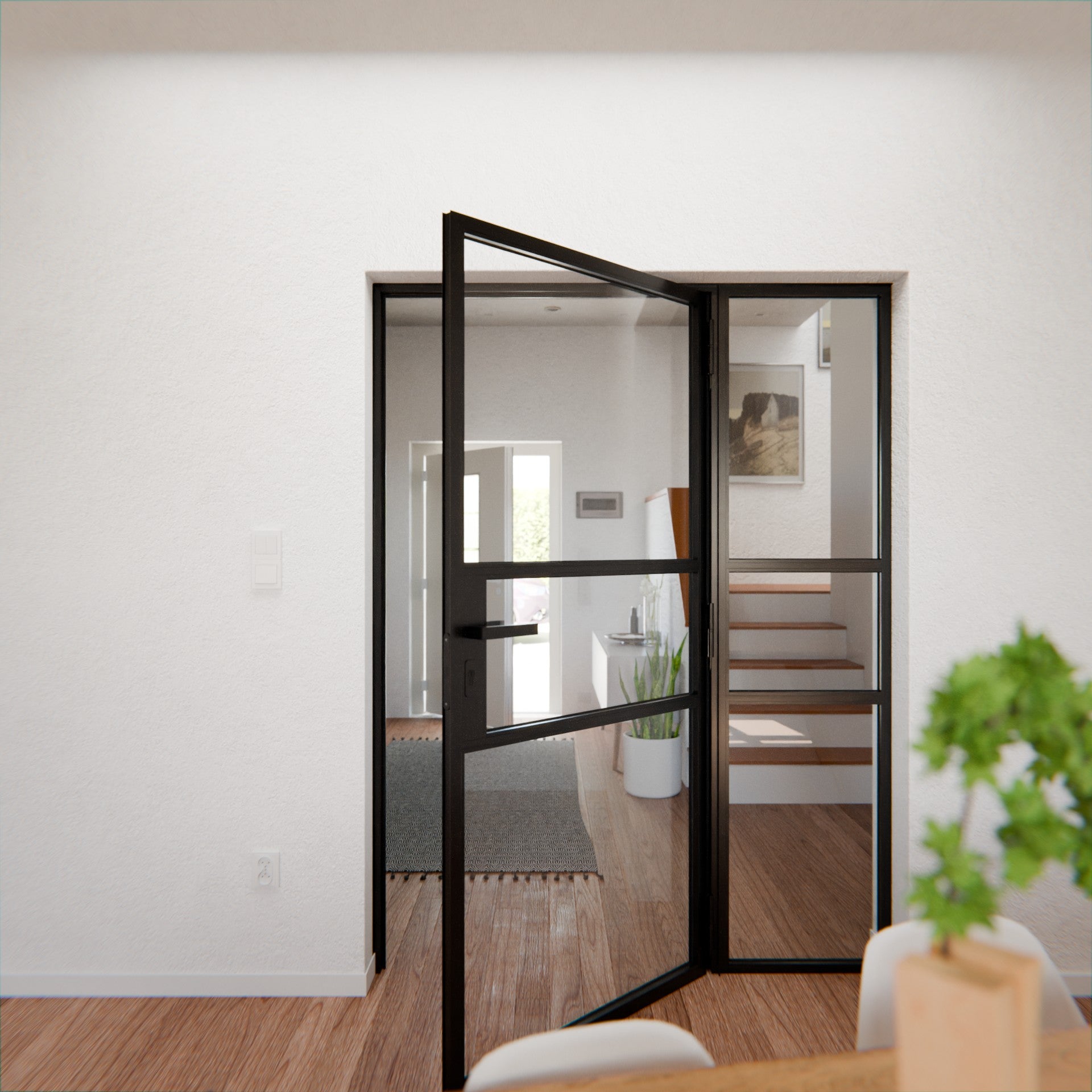 Lofttür LOFT9, Klarglas, Schwarz