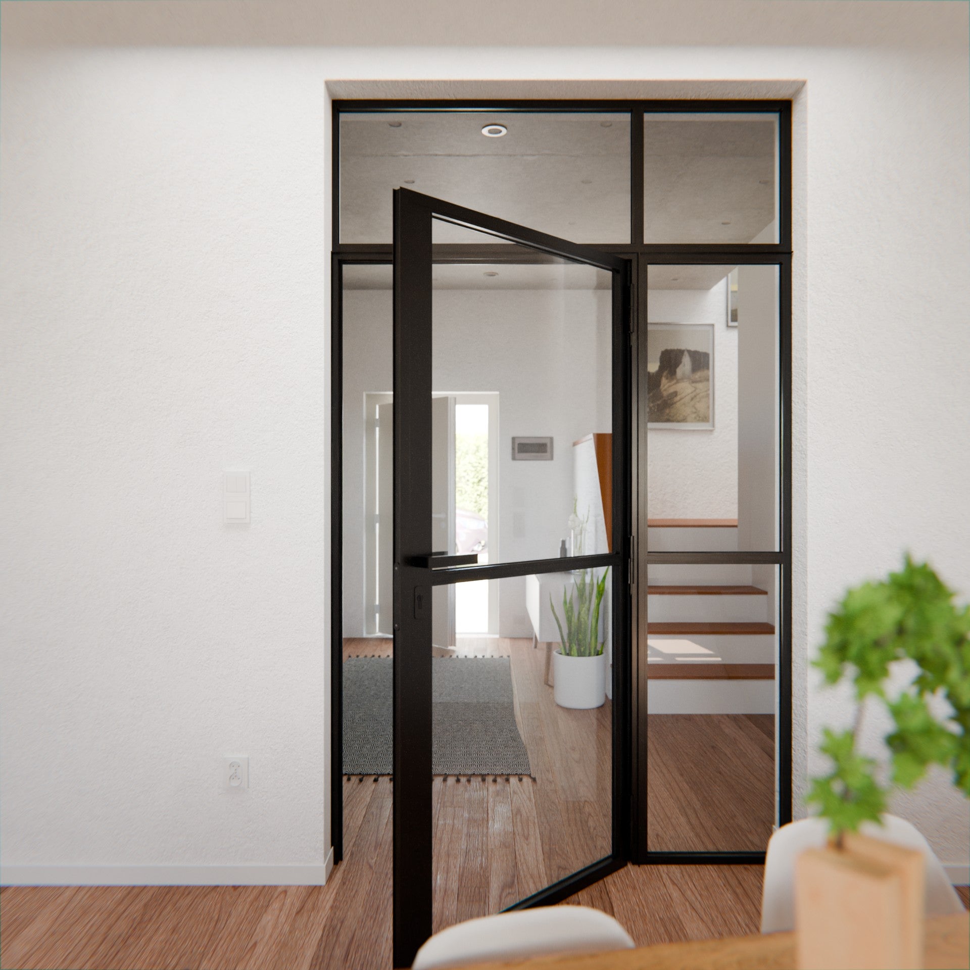 Lofttür LOFT1, Klarglas, Schwarz