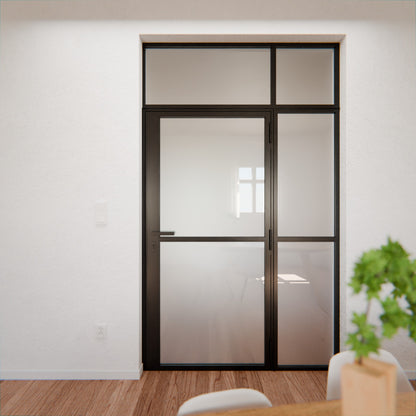 Lofttür LOFT1, Milchglas, Schwarz