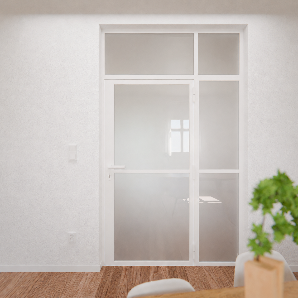 Lofttür LOFT1, Milchglas, Weiß