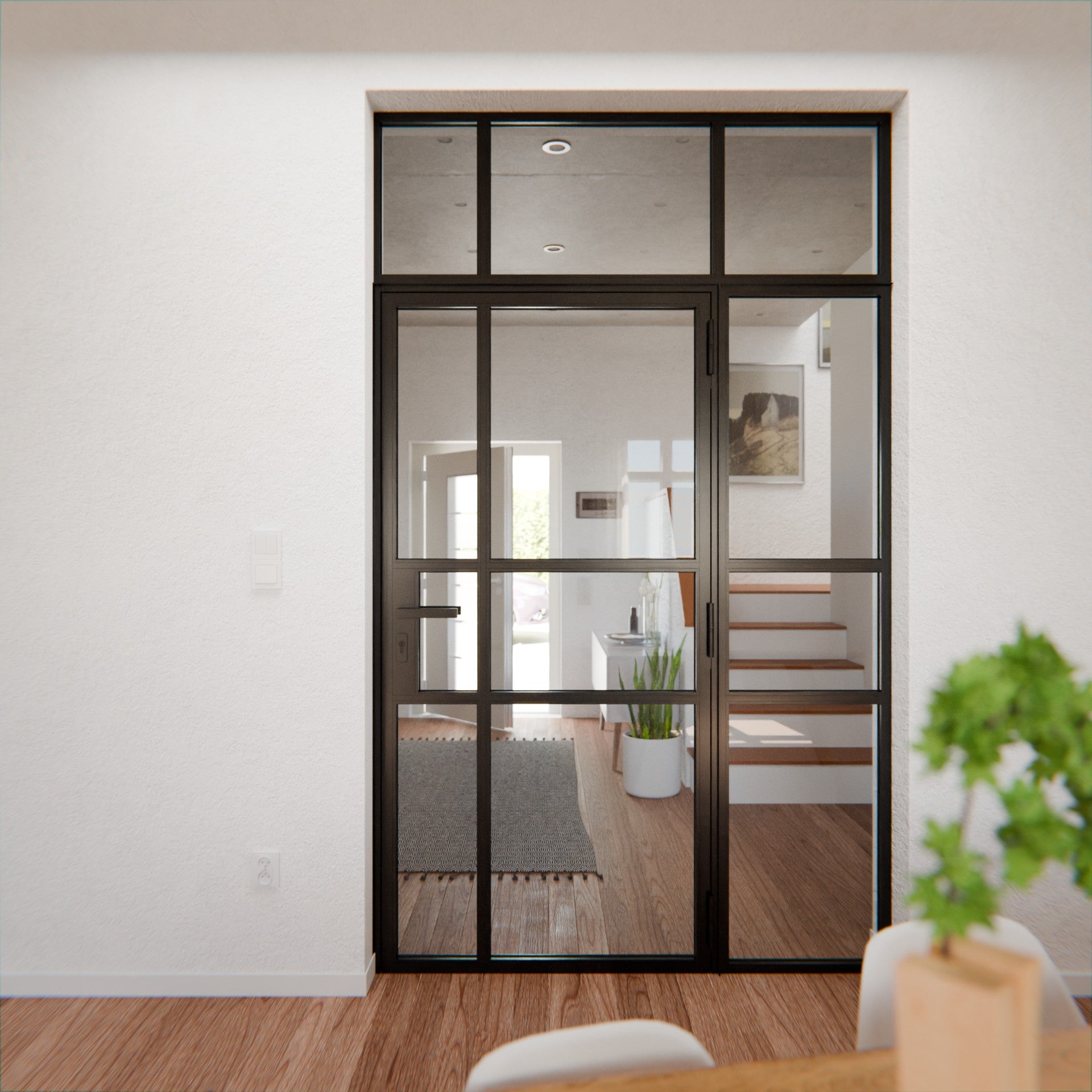 Lofttür LOFT10, Glas, Schwarz