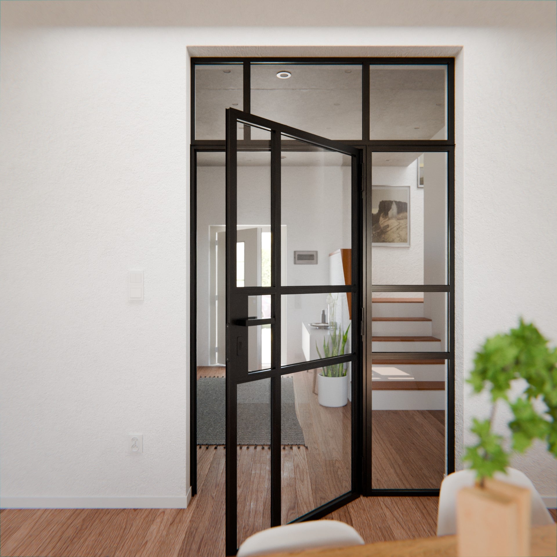 Lofttür LOFT10, Klarglas, Schwarz