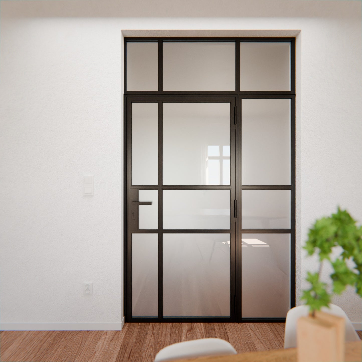 Lofttür LOFT10, Milchglas, Schwarz