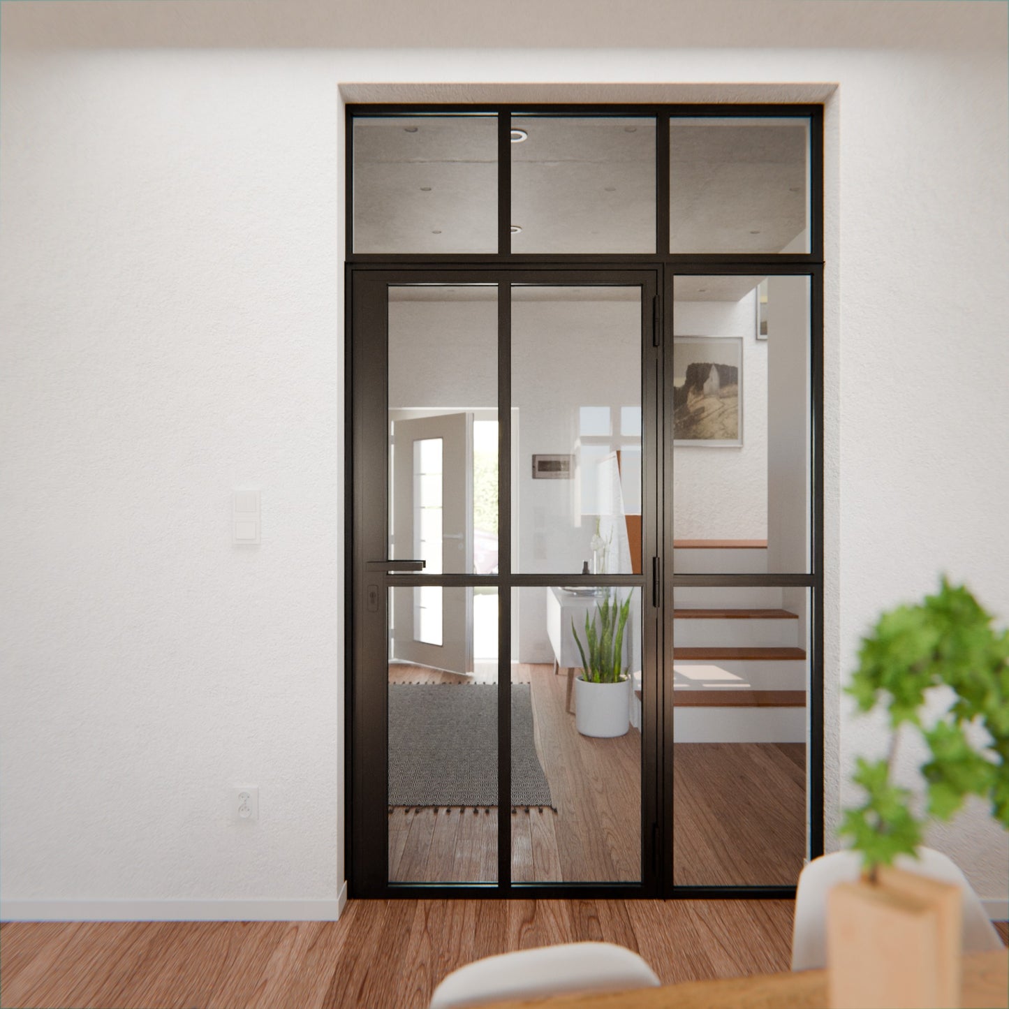 Lofttür LOFT2, Glas, Schwarz