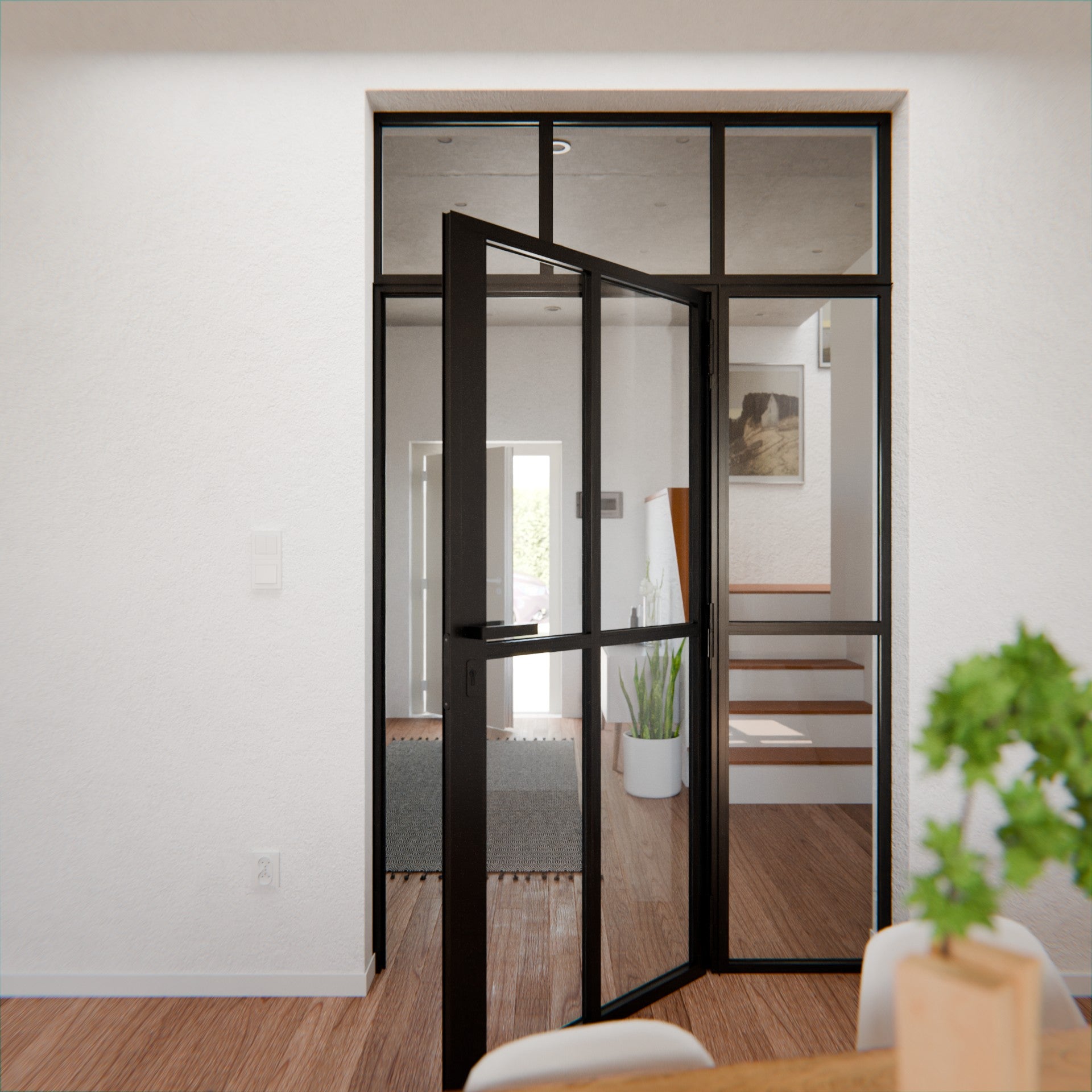 Lofttür LOFT2, Klarglas, Schwarz