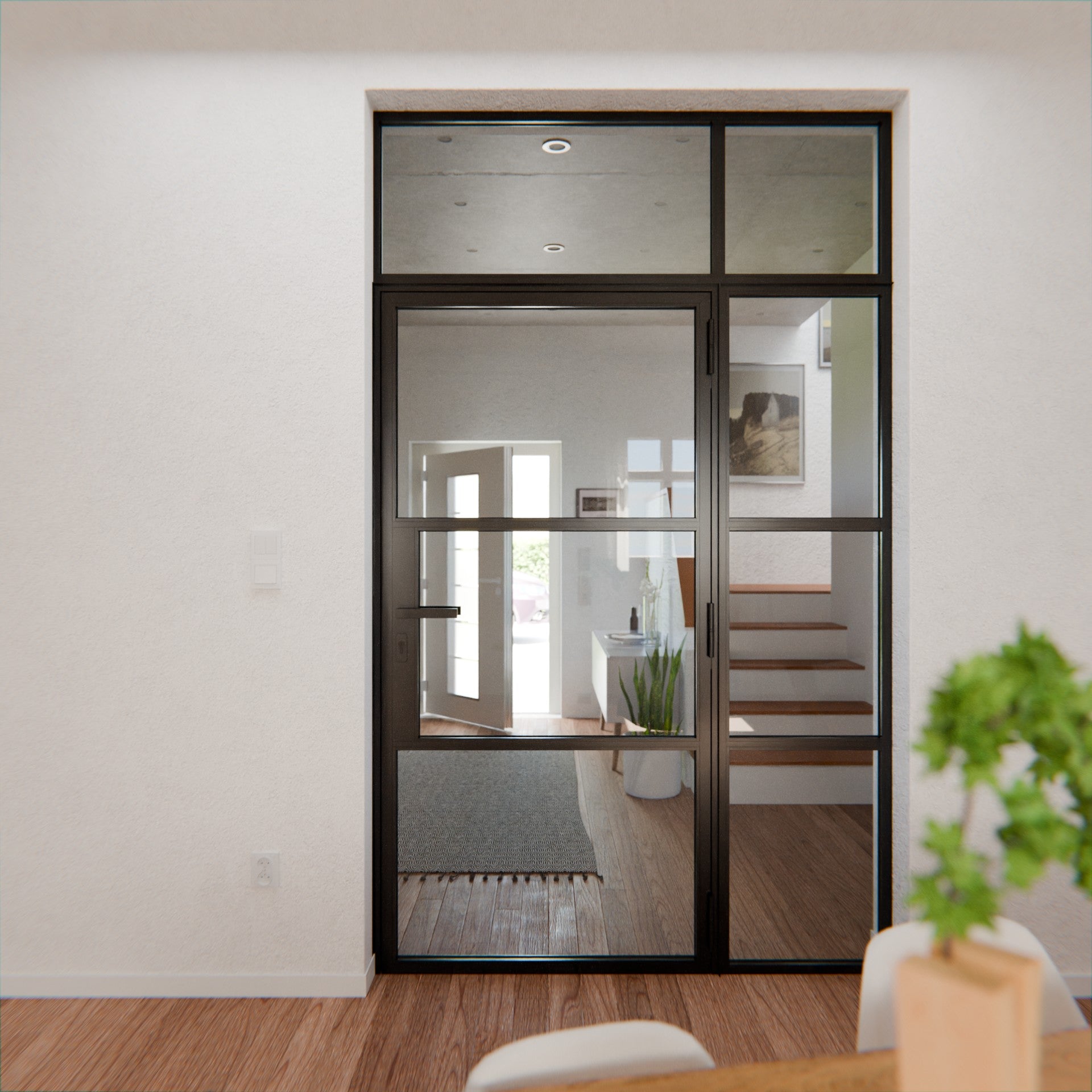 Lofttür LOFT3, Glas, Schwarz