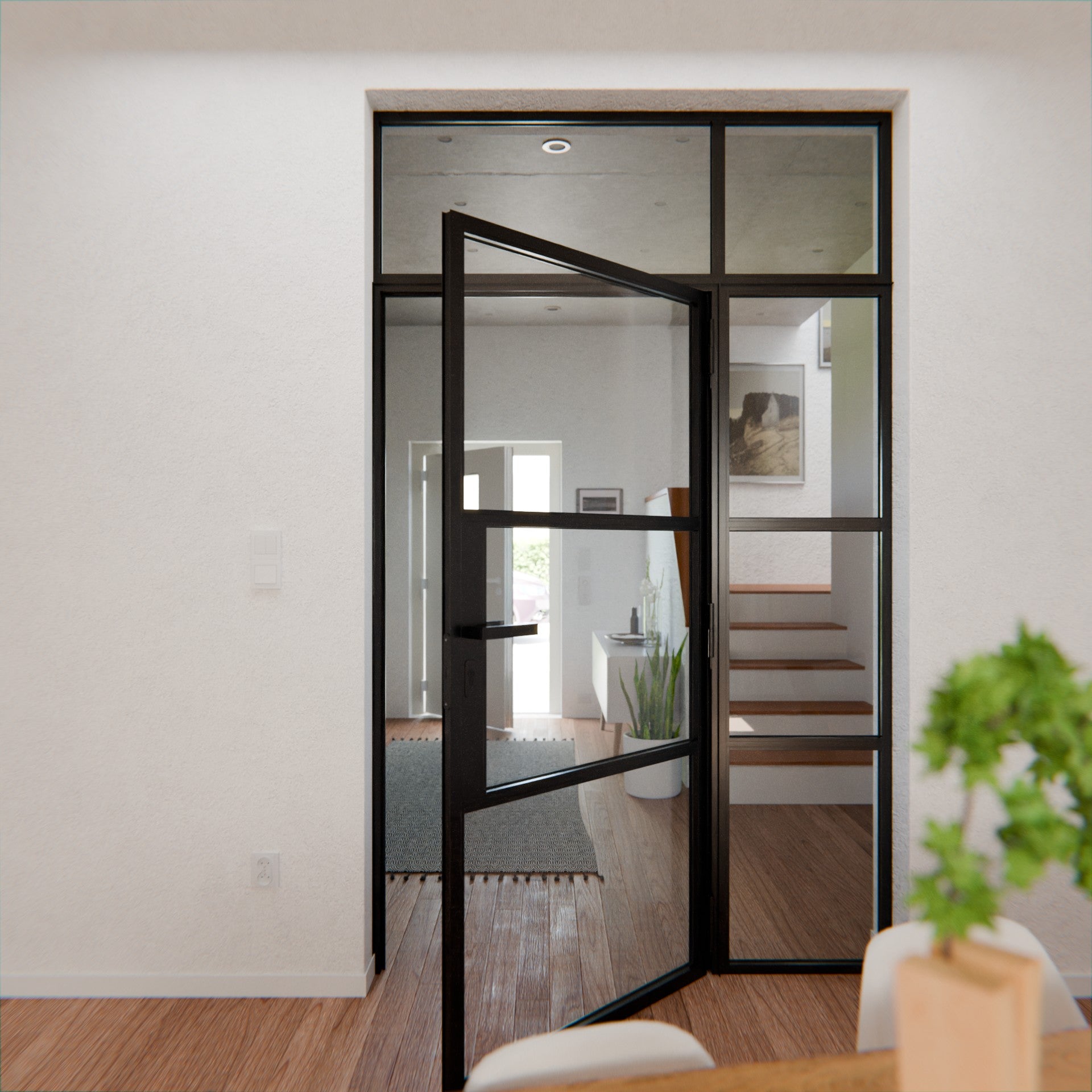 Lofttür LOFT3, Klarglas, Schwarz