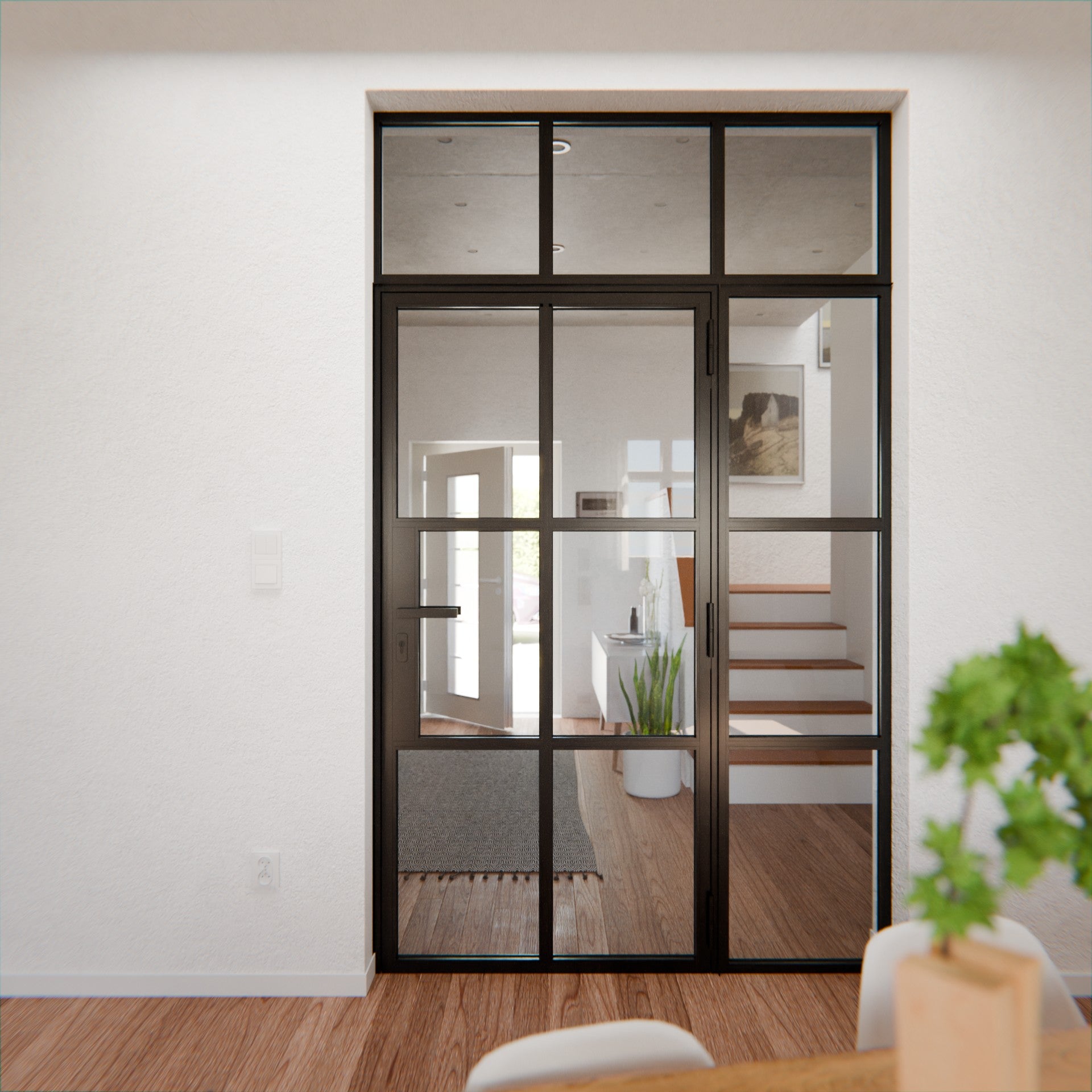 Lofttür LOFT4, Glas, Schwarz