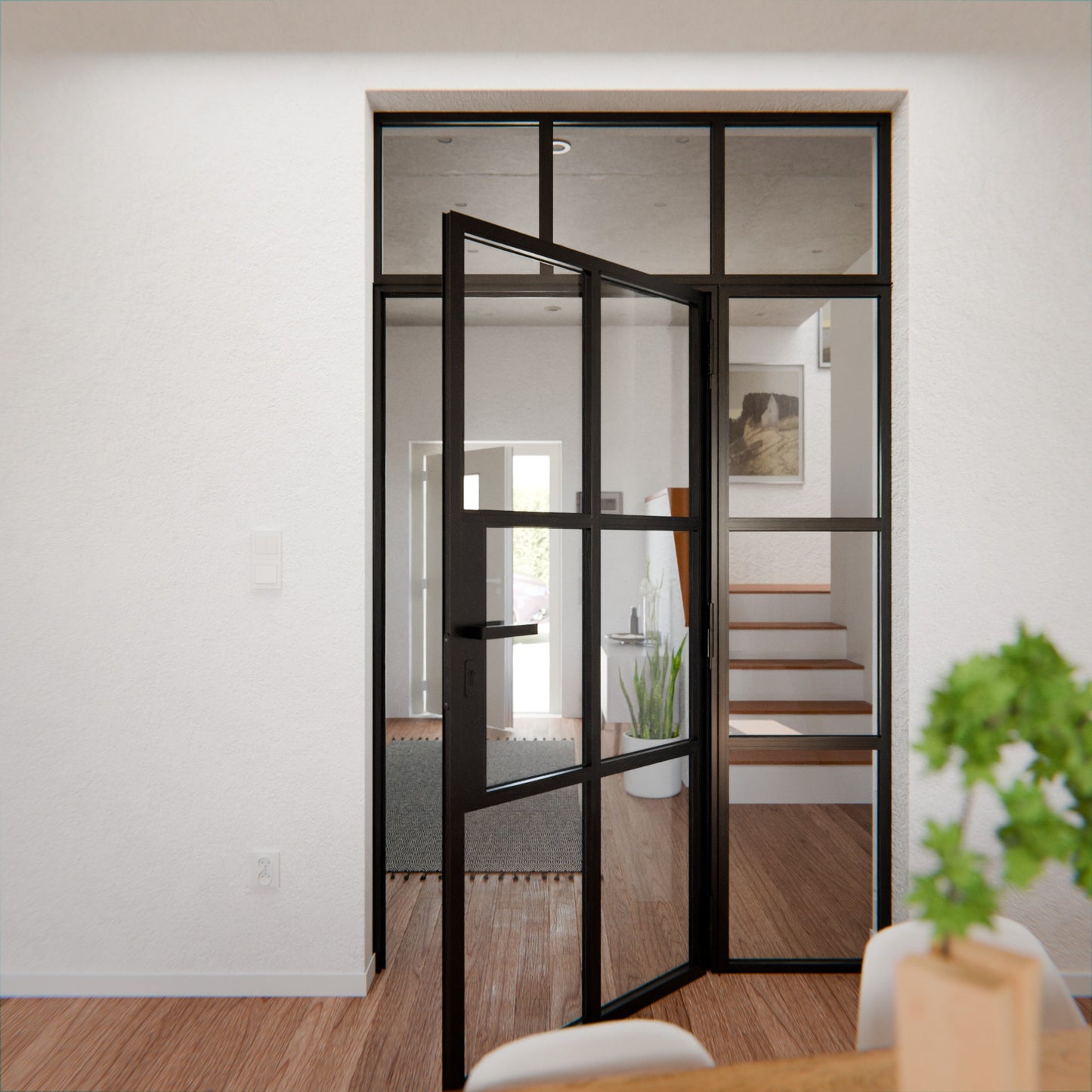 Lofttür LOFT4, Klarglas, Schwarz