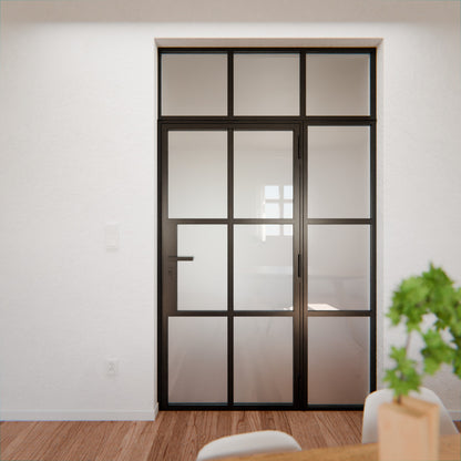 Lofttür LOFT4, Milchglas, Schwarz