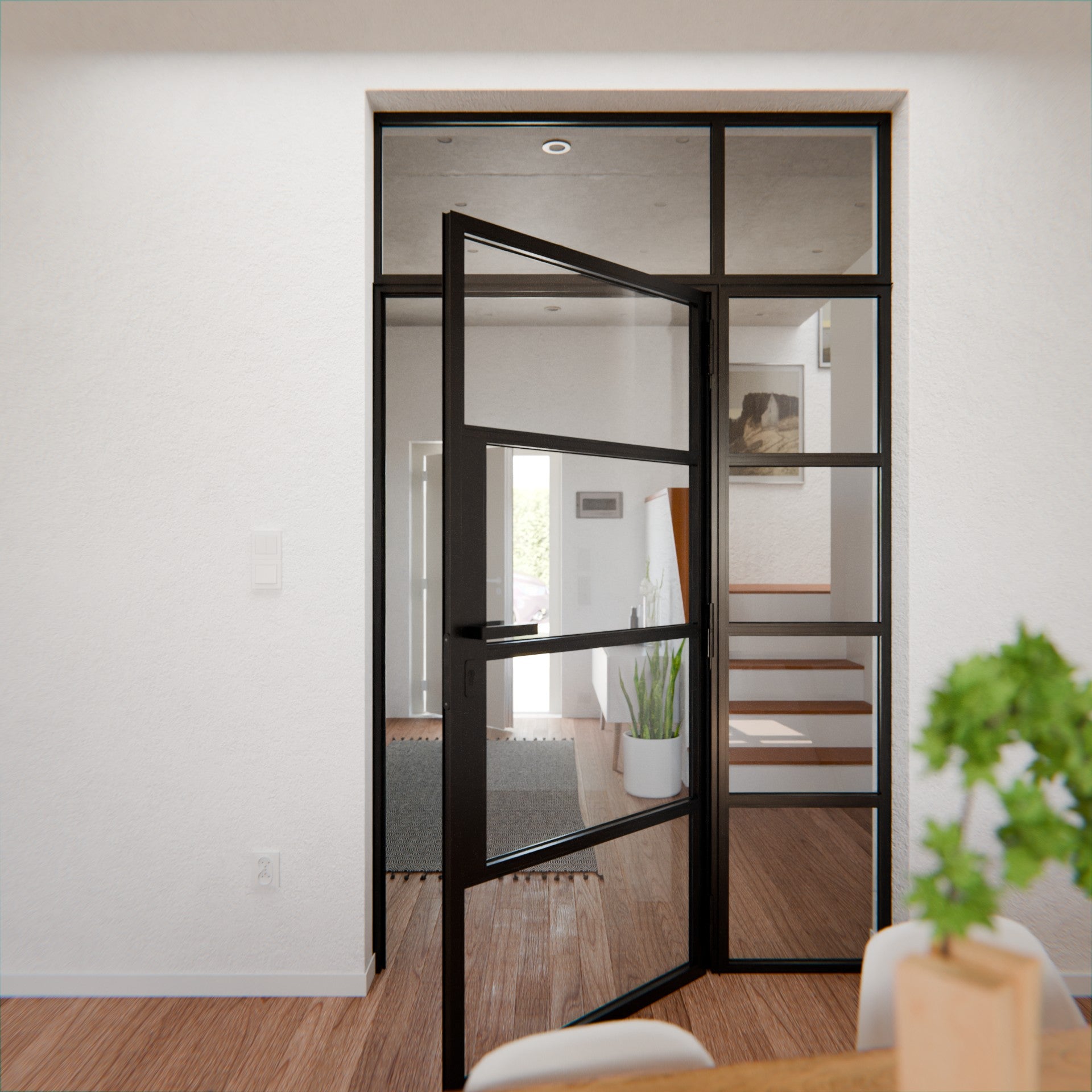 Lofttür LOFT5, Klarglas, Schwarz
