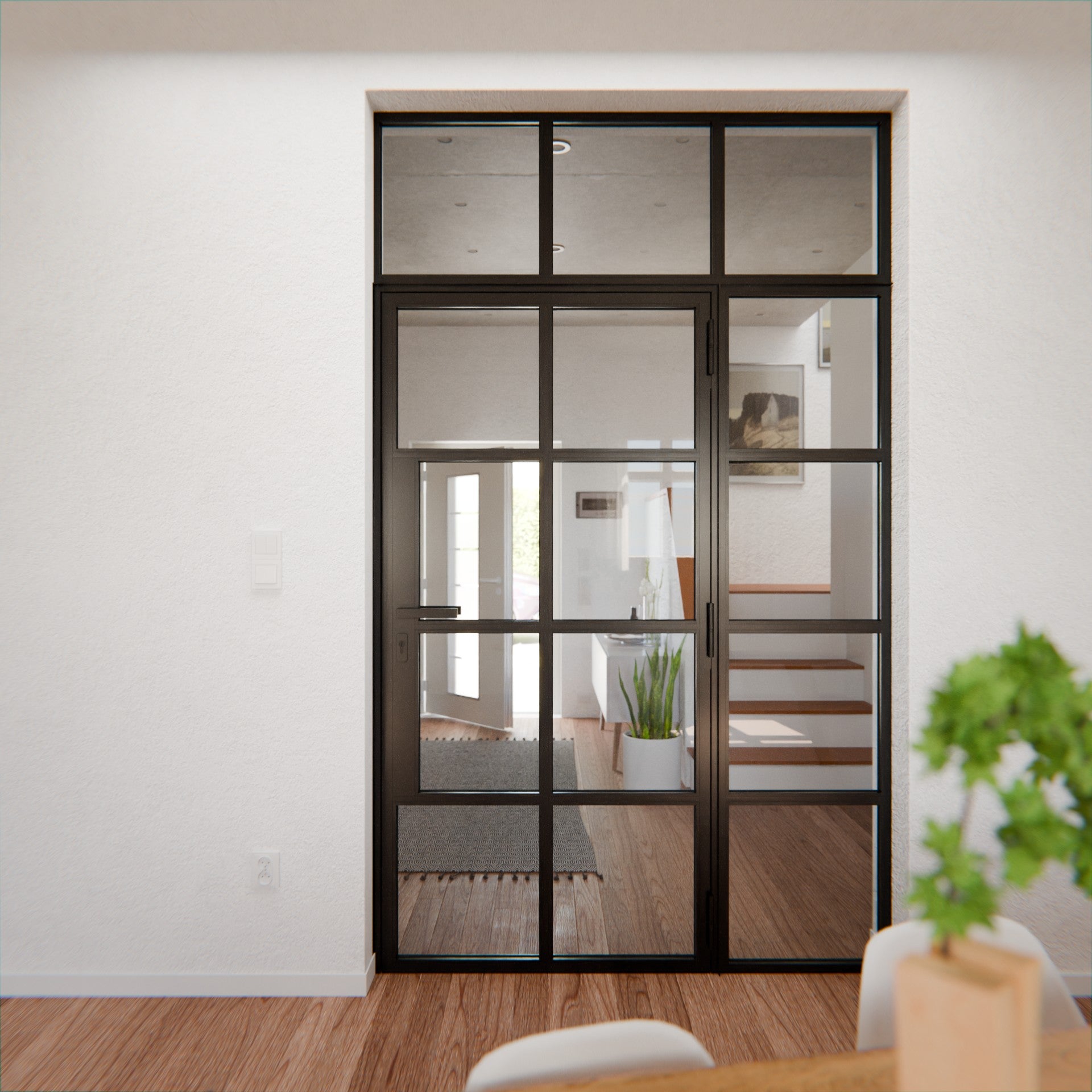 Lofttür LOFT6, Glas, Schwarz