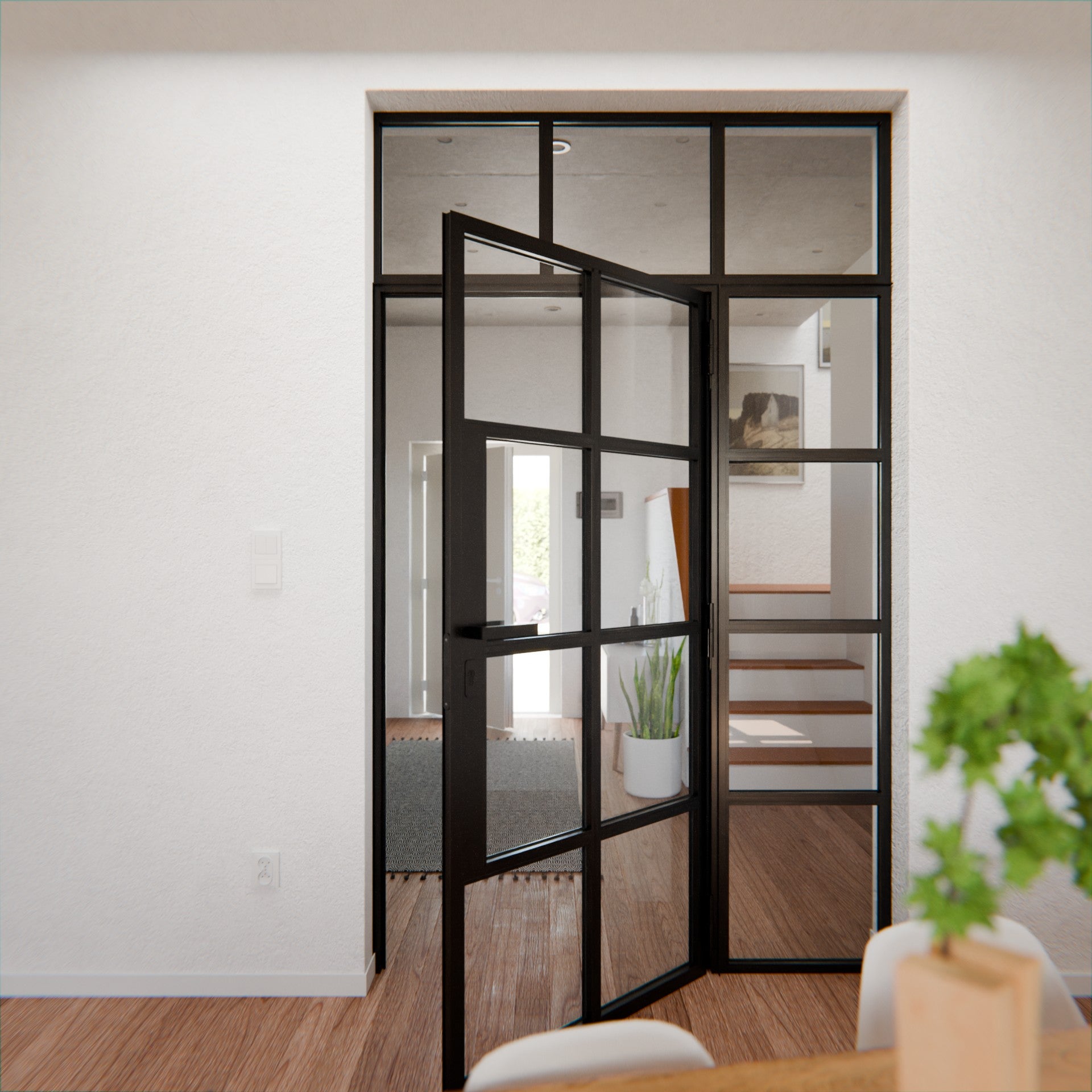 Lofttür LOFT6, Klarglas, Schwarz