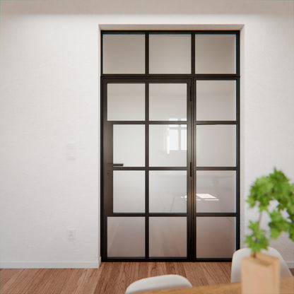 Lofttür LOFT6, Milchglas, Schwarz